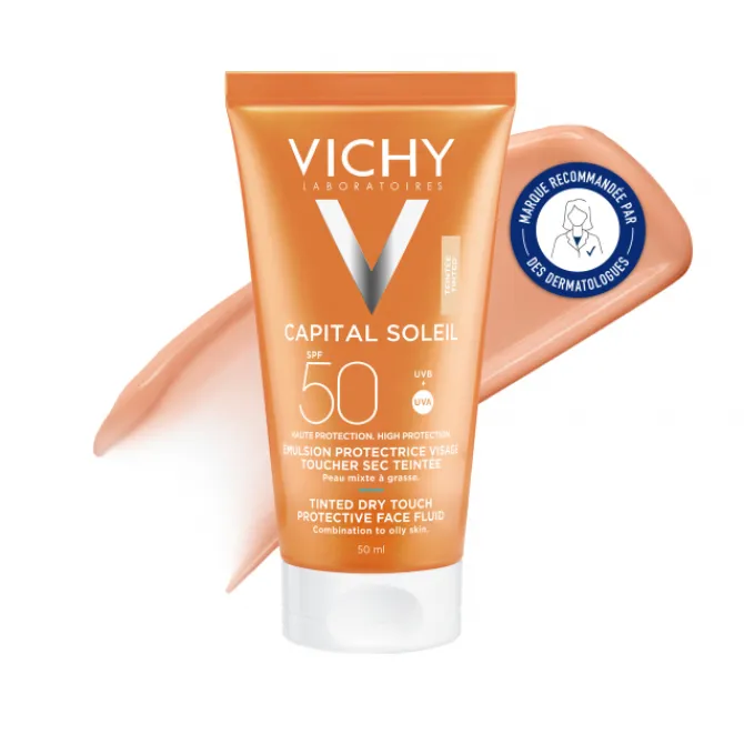 Vichy Soins Solaires|Protection Solaire Visage>Capital Soleil BB Emulsion Toucher Sec Teintée SPF50