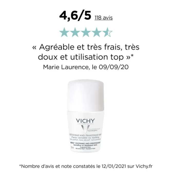 Vichy Déodorants|Déodorant>Déodorant Roll-On Anti-Transpirant 48h