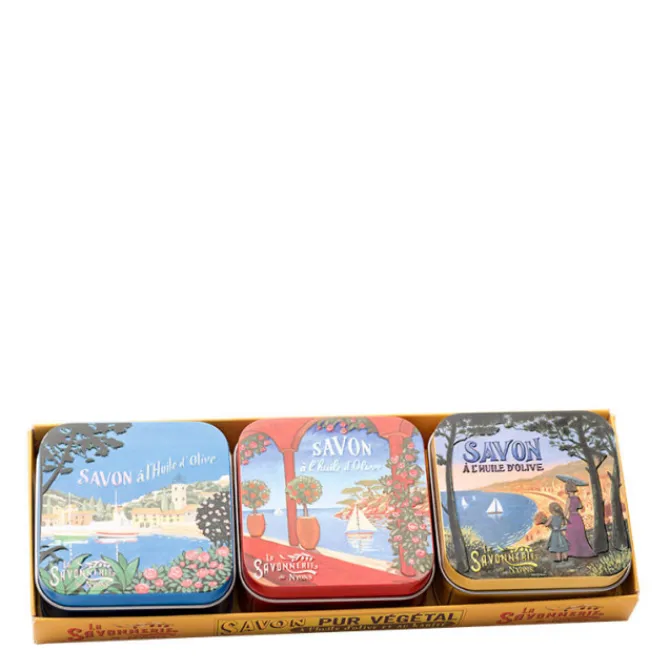 La Savonnerie de Nyons Savon Solide|Bain & Douche>Lot de 3 Boites à Savon "Côte d'Azur"